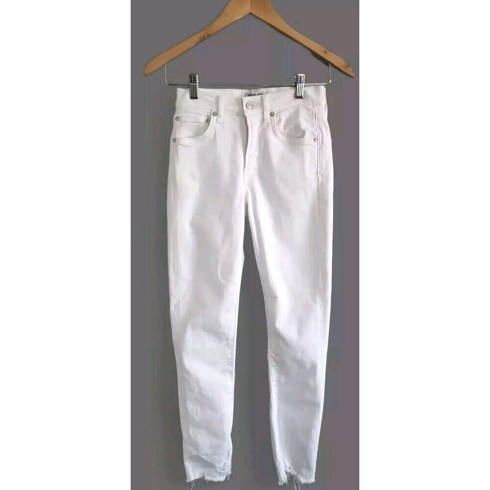 Agolde Jeans White 90's Pinch Waist Cropped Raw Hem Stretch Womens 24x25